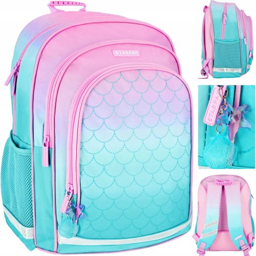  Zaino scuola multiscomparto Starpak Sfumature di viola, Sfumature di blu, Sfumature di rosa, Sfumature di grigio e argento, Sfumature di verde, Multicolor