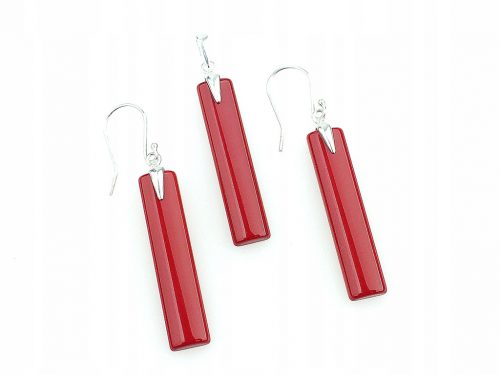  Parure in argento, argento 925, rosso, rosso