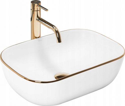 Lavabo da appoggio rettangolare Rea Belinda Gold Edge