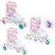  Pattini in linea Raven Rosi 28-32, bianchi e rosa