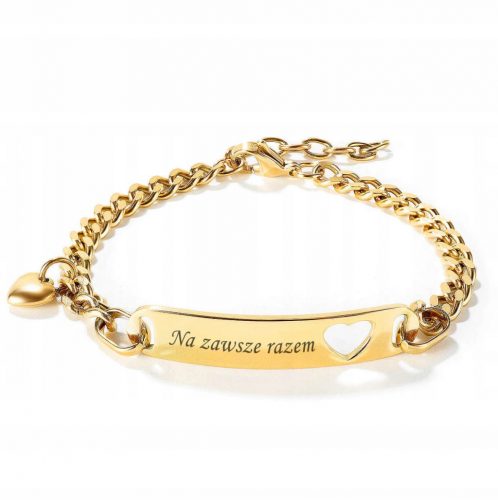  Bracciale Da Donna In Oro Con Placca A Cuore Inciso