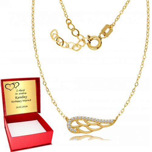  Collana con ali d'angelo con catena in oro 585