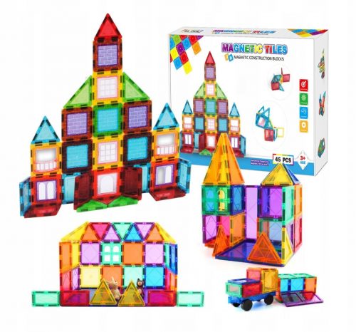  AIG Magnetic Tiles set di blocchi magnetici, 45 pezzi