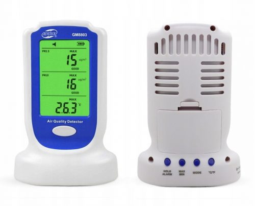 Benetech GM smog, sensore temperatura e umidità, allarme sonoro, allarme luminoso, display