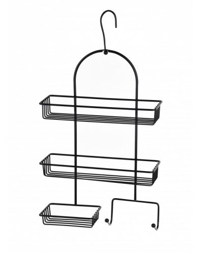  Mensola da bagno sospesa nera, 3 livelli, opaca