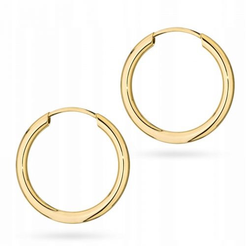  ORECCHINI A CERCHIO IN ORO 15mm pr. 585 ANELLO RUOTA 14k