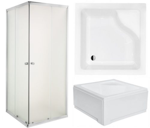 Box doccia Invena Parla con ante scorrevoli 80 x 80 cm + piatto doccia quadrato Besco Igor 80 x 80 cm bianco