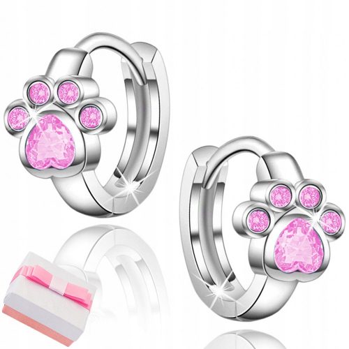  Orecchini con zirconi MENNICA BYDGOSKA zampe rosa argento 925