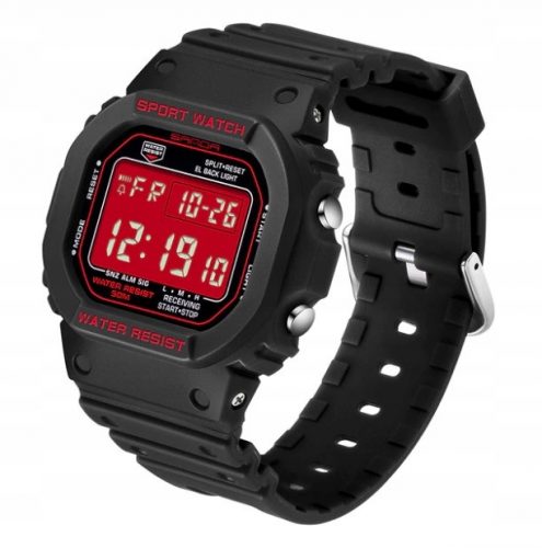  OROLOGIO DIGITALE, SANDA ELETTRONICO, STILE SPORTIVO, QUADRANTE ROSSO