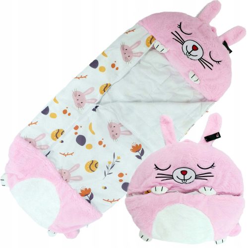  CUSCINO SACCO A PELO PER BAMBINI 2in1 CONIGLIETTO ROSA