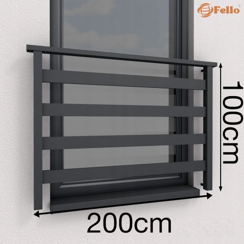 ALU BASIC Balcone Francese 200cm Balaustra RAL