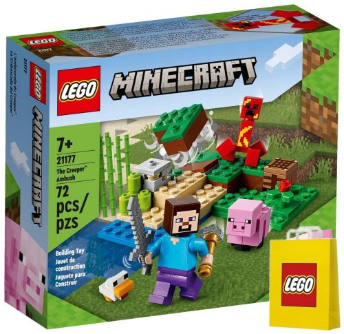  LEGO Minecraft 21177 Imboscata del Creeper + Borsa di carta LEGO