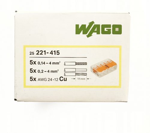 Wago 221-415 connettori rapidi 0,2-4 mm²/5 25 pz.