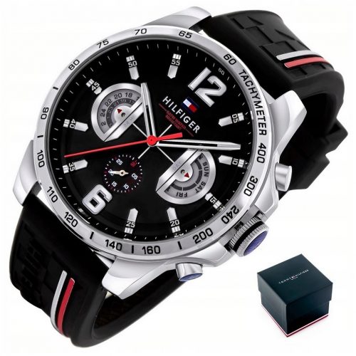  Orologio da uomo Tommy Hilfiger 1791473 DECKER datario nero + SCATOLA