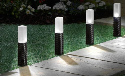  Lampade Solari da Giardino in Rattan 4 pz. SOLAR MAGIC