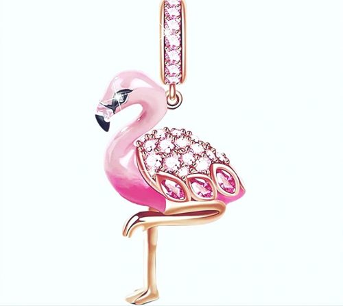  MD CHARMS pendente fenicottero rosa gambe in oro S925