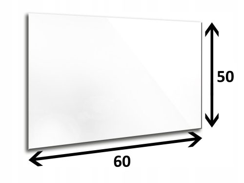 Pannello in vetro 60 x 50 x 6 mm, vetro temperato, bianco lucido