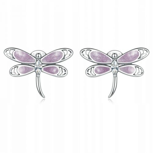  Orecchini in argento Fraise S925 con libellule viola