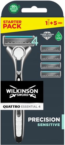  Rasoio Wilkinson Quattro Titanium Sensitive con cartucce + 5 cartucce