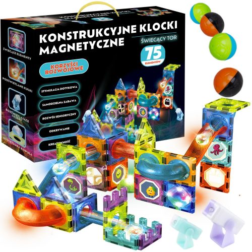  BLOCCHI DI COSTRUZIONE MAGNETICI PISTA LUMINOSA 75 pz