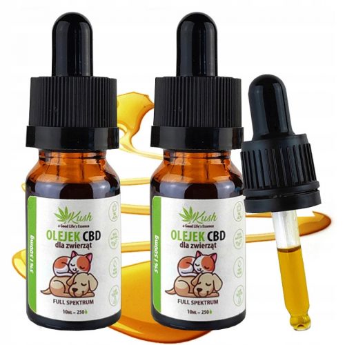  Olio di canapa CBD Kush al 5% per cani e gatti, spettro completo RAW 2x 10 ml