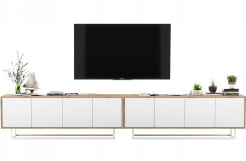  Porta TV industriale Loft, Cassettiera Bianco MAT 300