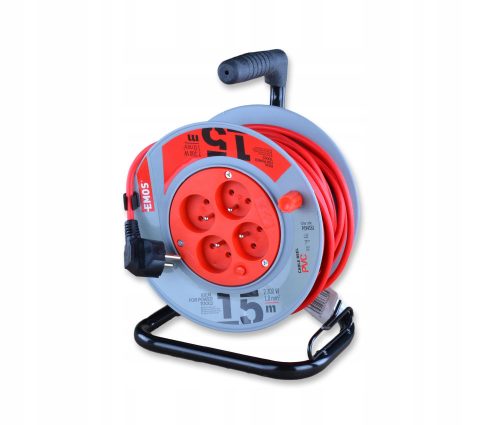 Cavo prolunga Emos reel 15 m, 4 prese, nero