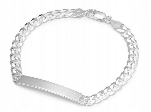  Bracciale armatura da uomo in argento con placca, 21 cm