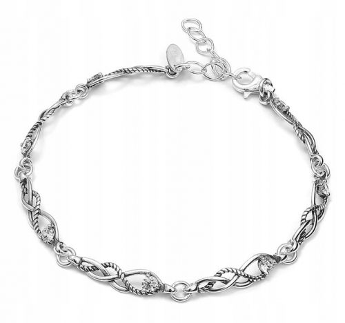  Bracciale in argento intrecciato con zirconi 925