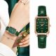  Orologio da donna alla moda, verde, cinturino in pelle