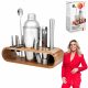 Set Barman Con Supporto In Acciaio Bamboo 12 Pezzi