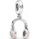  Ciondolo Charms Cuffie Rosa Argento 925