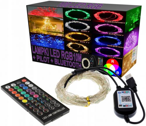  Lampade 10m 100 LED Fili RGB Telecomando USB colorato