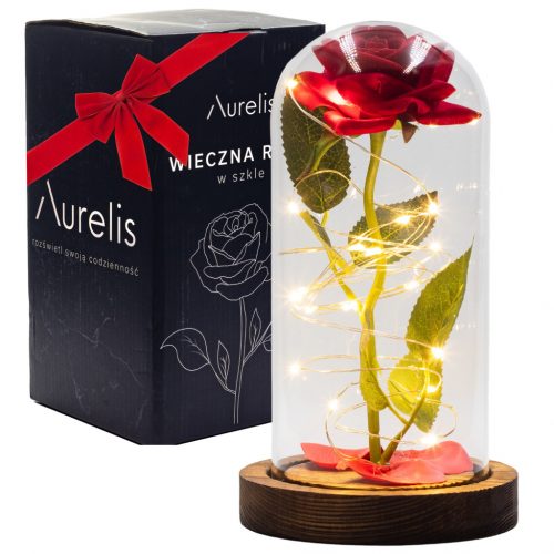  Aurelis Rosa Eterna in Vetro Luminoso LED REGALO PREMIUM PER SAN VALENTINO