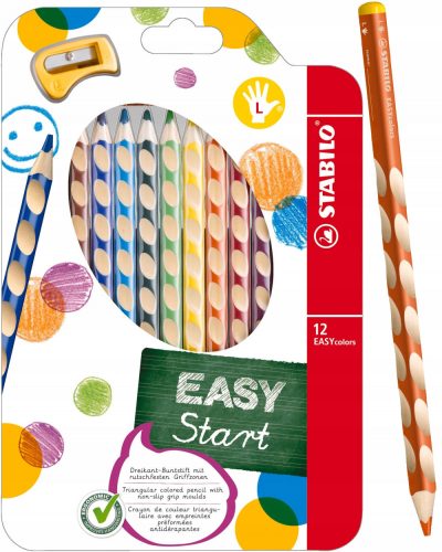  Pastelli a matita Stabilo Easycolors per mancini, 12 colori