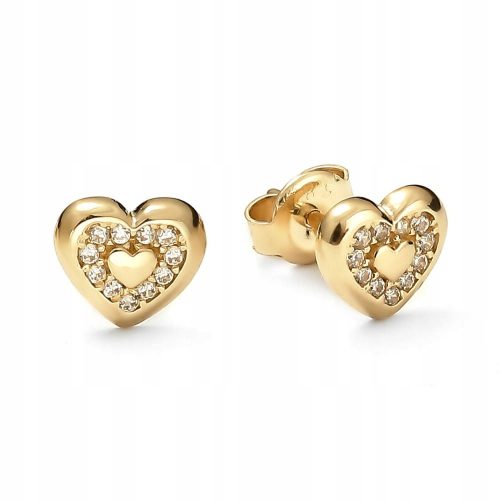  Orecchini Gold Heart Cuori con zirconi, oro pr585, perno 14K