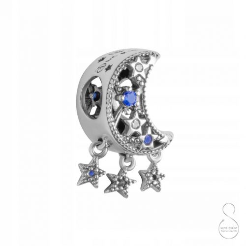  CHARMS LUNA STELLE NOTTE PENDENTE IN ARGENTO PER BRACCIALE MODULARE Ag 925