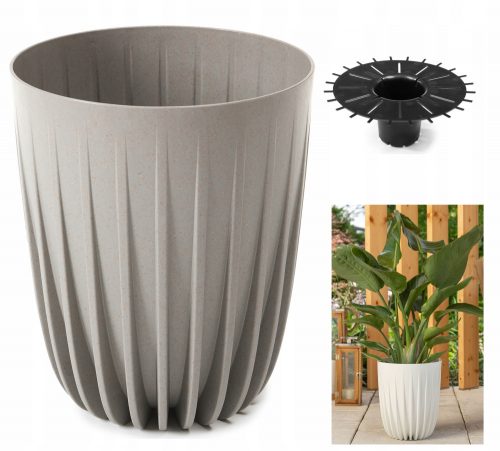 Vaso da giardino - Vaso da fiori Lamela 30 cm x 30 x 35,6 cm diametro 30 cm in plastica tonalità grigio e argento