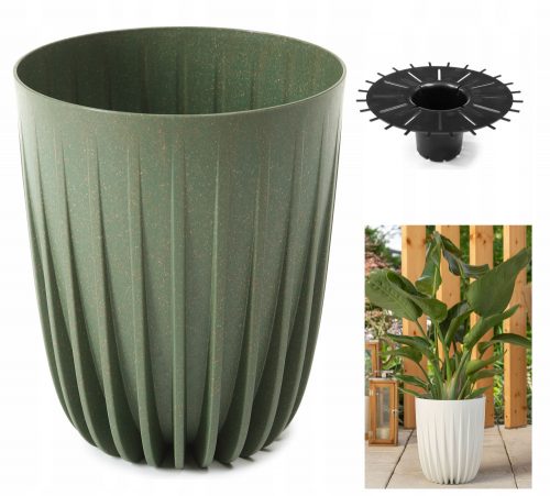 Vaso da giardino - Vaso da fiori Lamela 30 cm x 30 x 35,6 cm diametro 30 cm plastica tonalità del verde