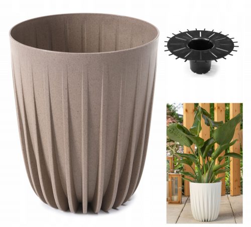 Vaso da giardino - Vaso da fiori Lamela 30 cm x 30 x 35,6 cm diametro 30 cm in plastica tonalità marrone e beige