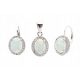  Set in argento placcato rodio con opale