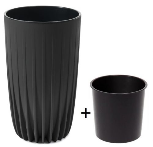  Vaso da fiori Lamela 25 cm x 25 x 42 cm diametro 25 cm plastica nera