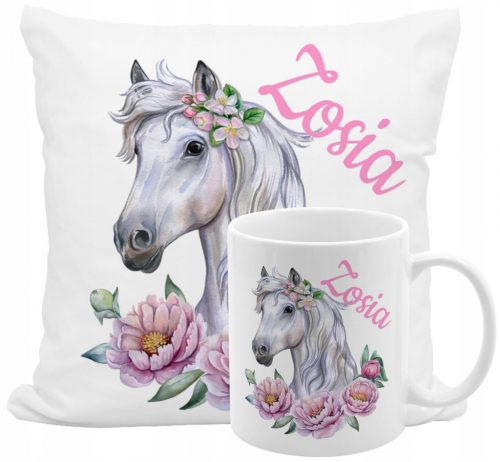 SET CUSCINI CAVALLO TAZZA CAVALLI QUALSIASI NOME TESTO PER UN REGALO - Disegni