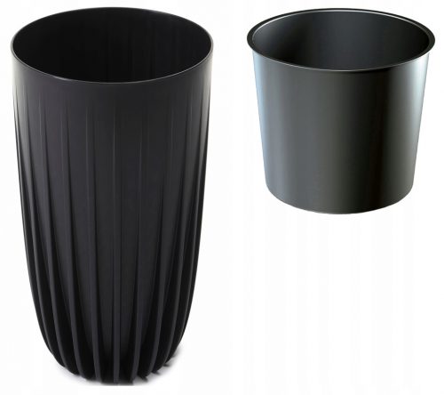  Vaso da fiori Lamela 25 cm x 25 x 42 cm diametro 25 cm plastica nera