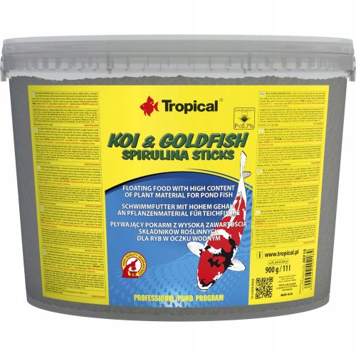 Tropical Koi & Goldfish Spirulina Sticks mangime per pesci 11 l 900 g