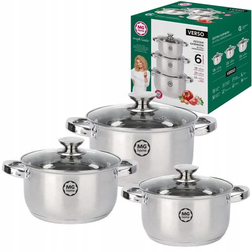 Set di pentole MG home VERSO, acciaio inossidabile, 6 pz.