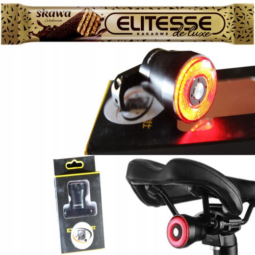  Luce posteriore per bicicletta Rockbros Q3 nera lampada USB + SKAWA WAFLE ELITESSE DE LUX 20G