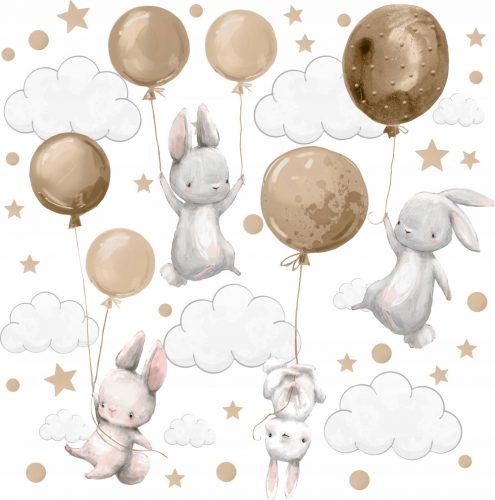  Adesivi murali per bambini Palloncini coniglietti Beige