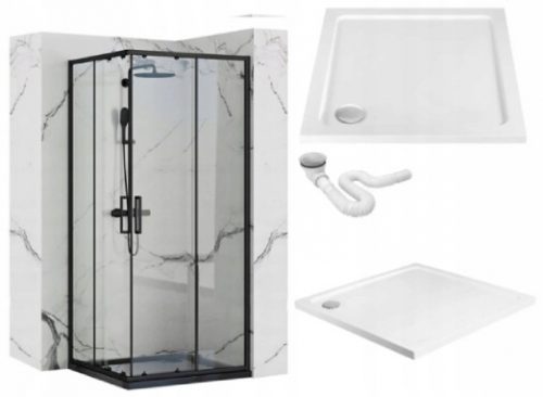 Box doccia Rea Punto con ante battenti 90 x 90 cm + piatto doccia Rea Savoy quadrato 90 x 90 cm