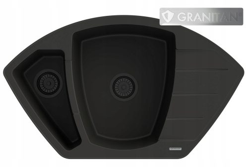 Lavello Granitan COMPACT una vasca e mezza, granito nero